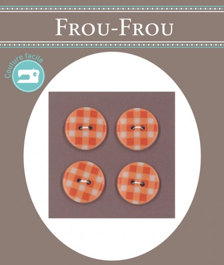 BLISTER 4 BOTONES VICHY 18MM NARANJA (min. 3 u.)
